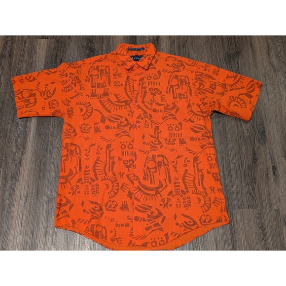 Levi's Other - Levis Button Up Shirt Tribal/Aztec‎ Print Short Sleeve Casual Menswear Orange M